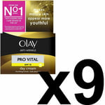 9 Olay Anti-wrinkle Day Cream Pro Vital Antiageing Moisturiser Spf15 Mature 50ml