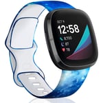 TopPerfekt Strap Compatible with Fitbit Versa 3/Sense Strap, Soft Silicone Pattern Printed Strap Replacement bands for Women Men Small Large (S: for 5.5" - 7.2" wrists, Starry Sky 1)