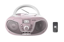 Roxel RCD-S70BT Portable Boombox CD Player with Bluetooth, Remote Control, FM Radio, USB MP3 Playback, 3.5mm AUX Input, Headphone Jack, LED Display (Pink)
