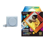 Instax SQ1 Camera Case - Glacier Blue & SQUARE instant film Rainbow border, 10 shot pack, suitable for all SQUARE cameras and printers