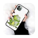 Cute Green Frog Tempered Glass Mobile Case For iphone 11 Pro Max XS XR X 8 7 6 6S Plus SE 2020 Coque Bags-T09-for iPhone X