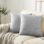 OMMATO Velvet Silver Grey Cushion Covers 60cm x 60cm Square Gold Print Decorative Throw Pillowcases 24 x 24 inch for Sofa Bedroom Living Room Pack of 2