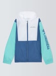 Columbia Kids' Lily Basin Water Resistant Hooded Windbreaker Jacket, Blue Aqua