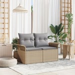 2-sits Trädgårdsoffa med Förvaring & Kuddar Beige Poly Rotting