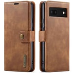 DG.MING Google Pixel 6a Plånboksfodral med avtagbart skal, Cognac