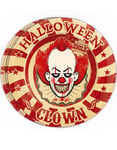8 st Papperstallrikar 23 cm - Halloween Clown