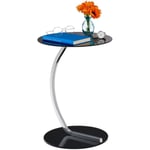 RELAXDAYS Table d'appoint, ronde, pour salon, design moderne, verre et métal,HxD La desserte noire, 50 x 40 cm - Relaxdays