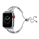 Apple Watch Series 4 44mm klassiskt S-format metall klock armband med kedje lås - Silver