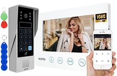 EURA VDP-90A3 Delta+ Interphone vidéo 4 Fils avec écran Couleur de 7 Pouces, 2 entrées, WiFi, chiffrement, Lecteur de proximité, AHD, Tuya, Wiess