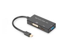 DisplayPort converter cable, mDP - HDMI+DVI+VGA M-F/F/F, 0,2m, 3 in 1 Multi-Media, bl, gold