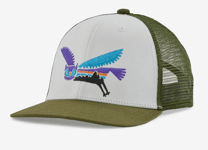 Patagonia Kids Trucker Hat, caps barn Fitz Roy Owl: white 2020