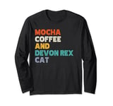 Vintage Kitten Kitty Lovers Mocha Coffee And Devon Rex Cat Long Sleeve T-Shirt