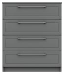 One Call Furniture Hatfield 4 Drawer Chest - Dark Grey Gloss