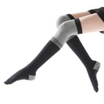 N/B FS Yoga Socks, Five-Finger Yoga Socks Female Long Tube Calf Toe Non-Slip Sports Fitness High Tube Ideal For Yoga Pilates (Color : Striped black)