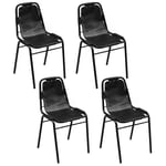 vidaXL spisebordsstole 4 stk. sort ægte læder