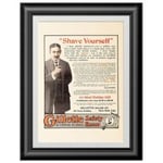 Barba Prints - Gillette Vintage 1907 Safety Razor Advert A4