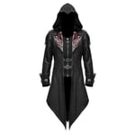 Devil Fashion Mens Gothic Hooded Jacket Fitted Jacket Coat Black Assassins Creed， Unisex Trench coat medieval halloween retro costume， Perfect Attire For Goths And Steampunks
