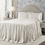 Lush Decor Parure de lit 3 pièces légère à Rayures en coutil de blé Style Rustique Shabby Chic pour Grand lit