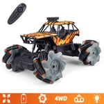 Izzya 2.4G Remote Control Drift Stunt Car, 4WD High-speed Off-road Vehicle, 1/20 All Terrain Wireless RC Racing, Lateral Side-sliding, with Lights, Toy for Boys