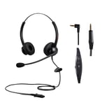 Emaiker 2.5 mm Call Center Telephone IP Phone Headset with Mic Compatible with Cisco SPA Series Polycom, 3.5 mm Office Computer Headset with Noise Canceling Microphone for PC, Laptop, Thin