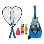 Talbot Torro Set de Badminton Speed ​​​​6600 LED, Set Complet avec 2 Raquettes en Aluminium 58,5 cm, 5 Volants avec LED pour Jouer dans l'Obscurité, avec Marquages ​​​​de Terrain, 490119