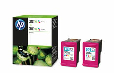 2x Genuine Original HP 301XL Colour Ink Cartridges For Deskjet 1050 Printer
