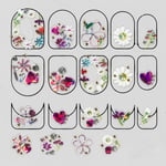 Nagelstickers sweet – 19 nagelklistermärken med färgglada blommor