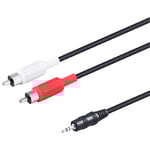 VoltShine Câble de connexion 2 RCA mâle vers jack 3,5 mm mâle de 1,5 m, idéal pour l'audio sur les équipements audio et les appareils mobiles.