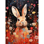 Spring Bliss Oil Painting Cute Bunny Rabbit in a Daisy Flower Meadow Kids Bedroom Unframed Wall Art Print Poster Home Decor Premium