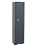 Armoire à 5 Fusils Brissac Noire à Fixer - Porte et Structure Acier 3 et 2 MM Ép - Fermeture Double Panneton Ø18 MM (2 Clés), Ratelier Caoutchouc, Tapis de Base - THIRARD