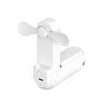 Rawrr Mini ventilateur USB - Ventilateur portable à piles - Rechargeable - Pliable - Avec lampe de poche - Fonction support (blanc)