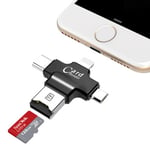 Adaptateur de carte Micro SD TF 4 en 1 Aide à l extension de mémoire de stockage externe avec type C Micro USB USB 2.0 connecteur Lightning pour iPhone iPad Android Mac PC
