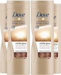 4 Pack Dove Visible Glow Self Tan Lotion Medium to Dark for Gradual Skin Tone, 4