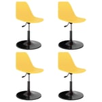Tidyard Swivel Dining Chairs 4 pcs, Kitchen Bar Stool Swivel Gas Lift Breakfast Chairs, Height-adjustable Design, Yellow PP