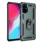 TANYO Case Compatible with Samsung Galaxy S10 Lite, [Ring bracket Magnetic Car Mount Series] Heavy Armor TPU + PC Military Anti-drop Case, Dark Green