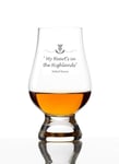 Official Glencairn Scottish Whisky Glass Engraved with 'My Heart is in The Highland's' Robert Burns Quote | Made in Scotland