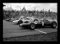 British Grand Prix Stewart, Hill, Clark, Ginther & Surtees (1965) Framed 30 x 40cm Print, MDF, Multi-Colour, 42 x 32 x 2.4 cm