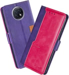 Housse Pour Telephone Xiaomi Redmi Note 9t 5g Etui, Pu/Tpu Rétro Retourner Cuir Coque Magnétique Anti Chute Portefeuille Protection Case Cover, Violet