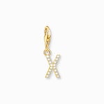 Thomas Sabo Charm-hängsmycke bokstaven X med vita stenar guldpläterad