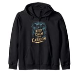 Keep Calm And Carrion, Goth Crow Ren Faire Zip Hoodie