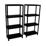 2x 4 Tier Plastic Heavy Duty Shelving Racking Unit