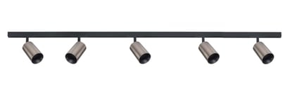 Designline Tube Pro komplett 1.9 meter spotskinne med 5 spotter GU10 - Svart/Titanium