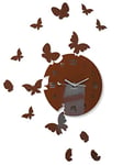 FLEXISTYLE Grande Horloge Murale Moderne en Forme de Papillon Ronde 30 cm, 15 Papillons, pour Salon, Chambre à Coucher, Chambre d'enfant, Produit fabriqué dans l'UE (Marron)