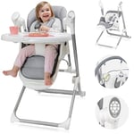 LIONELO Niles chaise haute bébé 2 en 1, chaise à bascule pour bébés et enfants, dossier et plateau réglables, chaise bebe de 6 à 36 mois jusqu'à 15 kg
