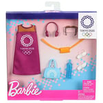 Barbie Sport Kit vêtements Tokyo 2020, une tenue pour poupée composée d'une robe, chaussures blanches et 5 accessoires, jouet pour enfant, GJG33