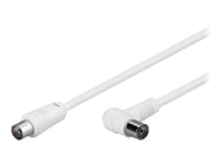 Goobay - Antennkabel - Iec-Kontakt Kontakt Vinklad Till Iec-Kontakt Mottagare Rak - 1.5 M - Dubbelt Skärmad Koaxial - 80 Db - Vit
