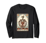 Tarot Card Wheel Of Fortune Halloween Skeleton Magic Long Sleeve T-Shirt