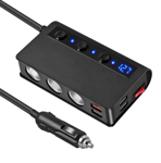 Billaddare med 4xUSB + 12V uttag och snabbladdning, 180W