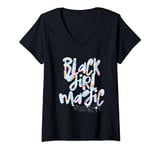 Womens Black Girl Magic Melanin Mermaid Scales Black Queen Woman V-Neck T-Shirt