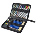 Drawing Sketching Pencil Set, KidsPark 52 pcs Art Kit with Colouring Pencils Sketch Pencils Graphite Charcoal Pencil Eraser Sharpener in Large Zipper Pencil Case for Artist Beginners Kids Adults